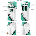Custom White Black-Bright Green Sparkle Print Pattern Basketball Kits | BuyFootballJersey
