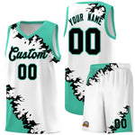 Custom White Black-Bright Green Sparkle Print Pattern Basketball Kits | BuyFootballJersey