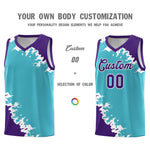 Custom Sky Blue Purple-White Sparkle Print Pattern Basketball Kits | BuyFootballJersey