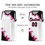 Custom White Black-Rose Red Sparkle Print Pattern Basketball Kits | BuyFootballJersey