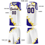 Custom White Royal-Gold Sparkle Print Pattern Basketball Kits | BuyFootballJersey