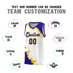 Custom White Royal-Gold Sparkle Print Pattern Basketball Kits | BuyFootballJersey