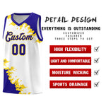 Custom White Royal-Gold Sparkle Print Pattern Basketball Kits | BuyFootballJersey