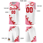 Custom White Light Pink-Red Sparkle Print Pattern Basketball Kits | BuyFootballJersey
