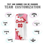 Custom White Light Pink-Red Sparkle Print Pattern Basketball Kits | BuyFootballJersey