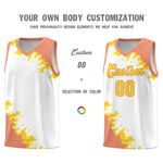 Custom White Light Orange-Gold Sparkle Print Pattern Basketball Kits | BuyFootballJersey
