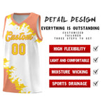 Custom White Light Orange-Gold Sparkle Print Pattern Basketball Kits | BuyFootballJersey