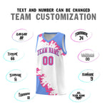 Custom White Light Blue-Pink Sparkle Print Pattern Basketball Kits | BuyFootballJersey