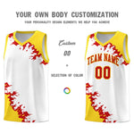 Custom White Gold-Red Sparkle Print Pattern Basketball Kits | BuyFootballJersey
