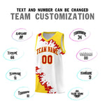 Custom White Gold-Red Sparkle Print Pattern Basketball Kits | BuyFootballJersey