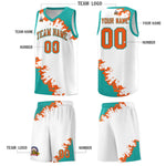 Custom White Aqua-Orange Sparkle Print Pattern Basketball Kits | BuyFootballJersey