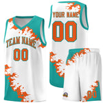 Custom White Aqua-Orange Sparkle Print Pattern Basketball Kits | BuyFootballJersey