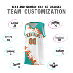 Custom White Aqua-Orange Sparkle Print Pattern Basketball Kits | BuyFootballJersey