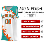 Custom White Aqua-Orange Sparkle Print Pattern Basketball Kits | BuyFootballJersey