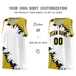 Custom White Old Gold-Black Sparkle Print Pattern Basketball Kits | BuyFootballJersey