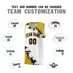 Custom White Old Gold-Black Sparkle Print Pattern Basketball Kits | BuyFootballJersey