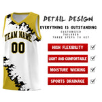 Custom White Old Gold-Black Sparkle Print Pattern Basketball Kits | BuyFootballJersey