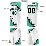 Custom White Black-Bright Green Sparkle Print Pattern Basketball Kits | BuyFootballJersey