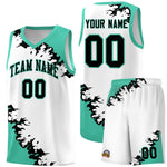 Custom White Black-Bright Green Sparkle Print Pattern Basketball Kits | BuyFootballJersey