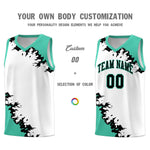 Custom White Black-Bright Green Sparkle Print Pattern Basketball Kits | BuyFootballJersey