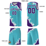 Custom Sky Blue Purple-White Sparkle Print Pattern Basketball Kits | BuyFootballJersey