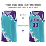 Custom Sky Blue Purple-White Sparkle Print Pattern Basketball Kits | BuyFootballJersey