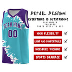 Custom Sky Blue Purple-White Sparkle Print Pattern Basketball Kits | BuyFootballJersey