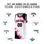 Custom White Black-Rose Red Sparkle Print Pattern Basketball Kits | BuyFootballJersey