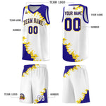 Custom White Royal-Gold Sparkle Print Pattern Basketball Kits | BuyFootballJersey