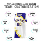 Custom White Royal-Gold Sparkle Print Pattern Basketball Kits | BuyFootballJersey