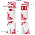 Custom White Light Pink-Red Sparkle Print Pattern Basketball Kits | BuyFootballJersey