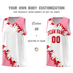 Custom White Light Pink-Red Sparkle Print Pattern Basketball Kits | BuyFootballJersey