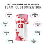 Custom White Light Pink-Red Sparkle Print Pattern Basketball Kits | BuyFootballJersey