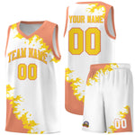 Custom White Light Orange-Gold Sparkle Print Pattern Basketball Kits | BuyFootballJersey