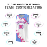Custom White Light Blue-Pink Sparkle Print Pattern Basketball Kits | BuyFootballJersey