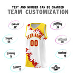 Custom White Gold-Red Sparkle Print Pattern Basketball Kits | BuyFootballJersey