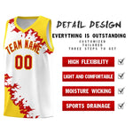 Custom White Gold-Red Sparkle Print Pattern Basketball Kits | BuyFootballJersey