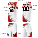 Custom White Red-Silver Gray Sparkle Print Pattern Basketball Kits | BuyFootballJersey