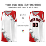 Custom White Red-Silver Gray Sparkle Print Pattern Basketball Kits | BuyFootballJersey