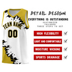 Custom White Old Gold-Black Sparkle Print Pattern Basketball Kits | BuyFootballJersey