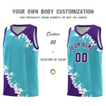 Custom Sky Blue Purple-White Sparkle Print Pattern Basketball Kits | BuyFootballJersey