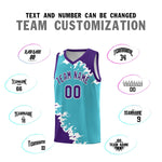 Custom Sky Blue Purple-White Sparkle Print Pattern Basketball Kits | BuyFootballJersey