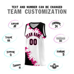 Custom White Black-Rose Red Sparkle Print Pattern Basketball Kits | BuyFootballJersey