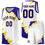 Custom White Royal-Gold Sparkle Print Pattern Basketball Kits | BuyFootballJersey