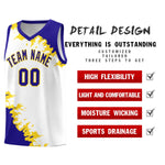 Custom White Royal-Gold Sparkle Print Pattern Basketball Kits | BuyFootballJersey