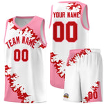Custom White Light Pink-Red Sparkle Print Pattern Basketball Kits | BuyFootballJersey