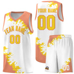 Custom White Light Orange-Gold Sparkle Print Pattern Basketball Kits | BuyFootballJersey