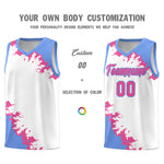 Custom White Light Blue-Pink Sparkle Print Pattern Basketball Kits | BuyFootballJersey