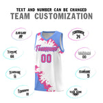 Custom White Light Blue-Pink Sparkle Print Pattern Basketball Kits | BuyFootballJersey