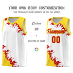 Custom White Gold-Red Sparkle Print Pattern Basketball Kits | BuyFootballJersey